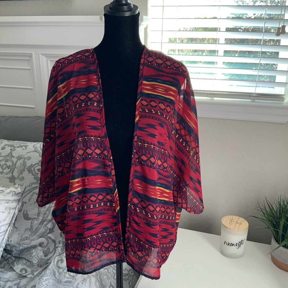Kimono coverup sheer blouse